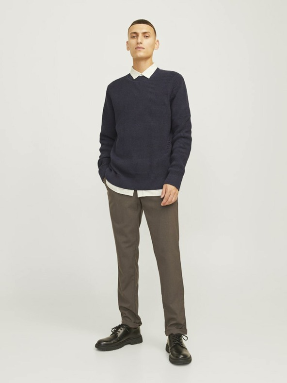 Jack & Jones Temno rjave moške hlače Jack & Jones Marco chino