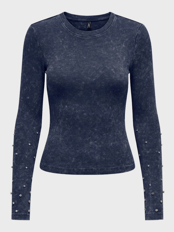 ONLY Temno modra ženska rebrasta majica ONLY Valerie