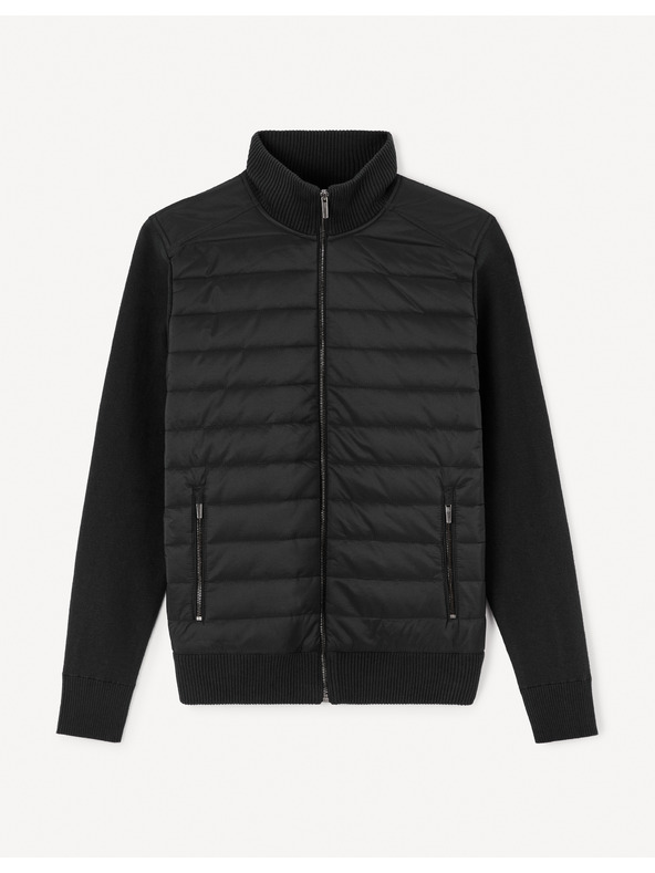 Celio Črna moška jakna z ovratnikom Celio Jipychess