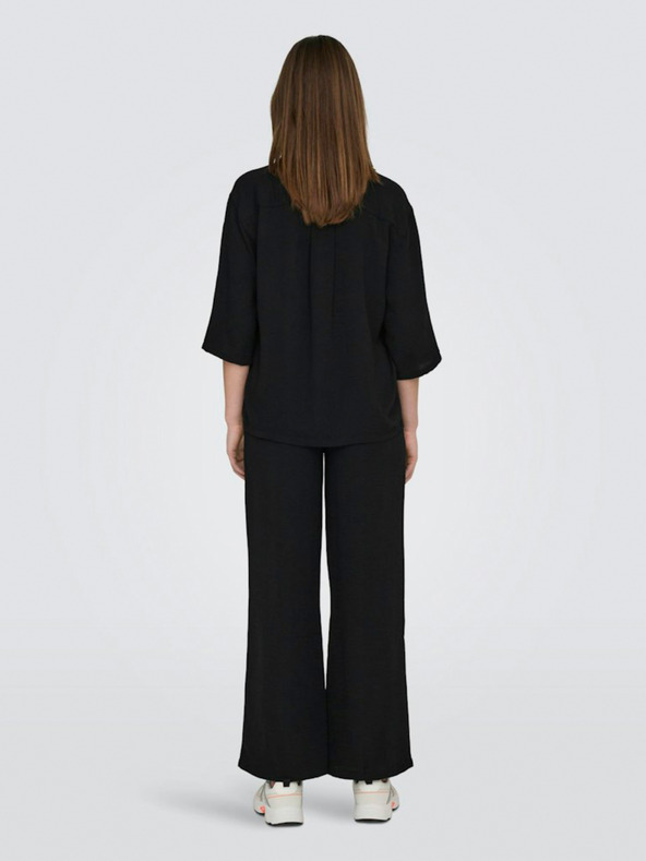 Jacqueline de Yong Črna ženska srajca s kratkimi rokavi JDY