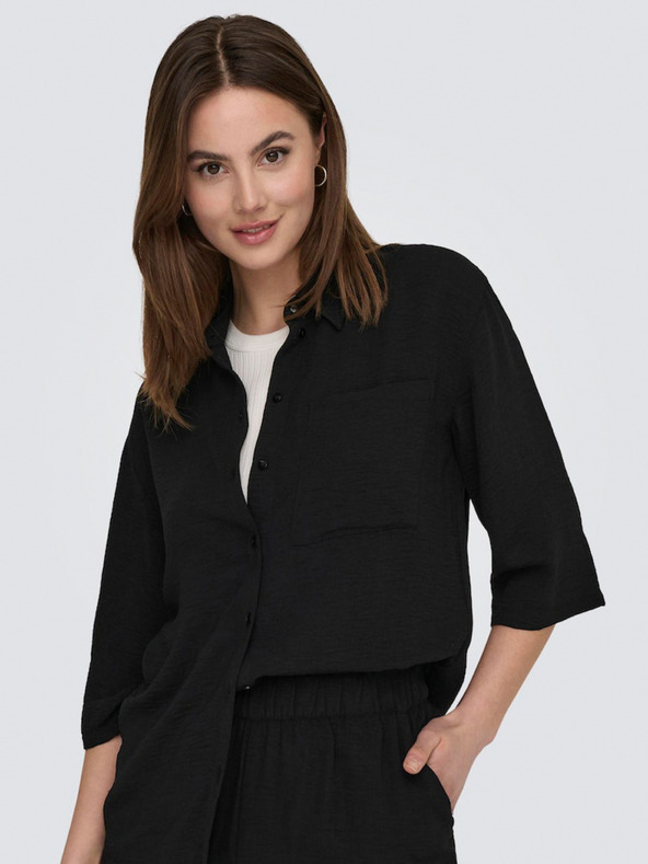 Jacqueline de Yong Črna ženska srajca s kratkimi rokavi JDY