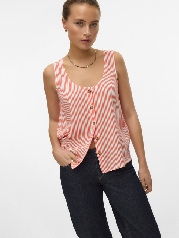 Vero Moda Bela in oranžna črtasta ženska bluza Vero Moda