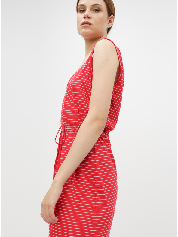 Vero Moda Rdeča črtasta osnovna maksi obleka z gumbi in razporki VERO MODA Daina