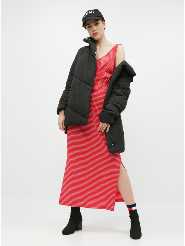 Vero Moda Rdeča črtasta osnovna maksi obleka z gumbi in razporki VERO MODA Daina