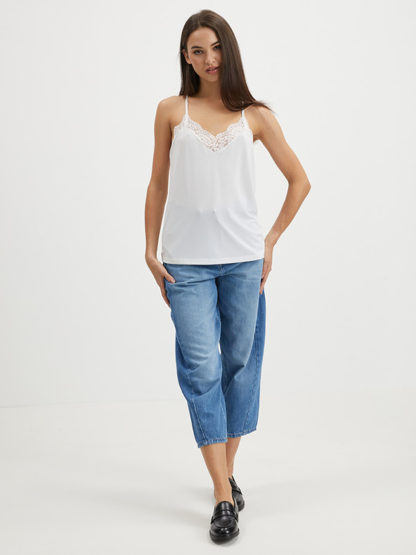 Vero Moda Bela majica s čipko VERO MODA Ana