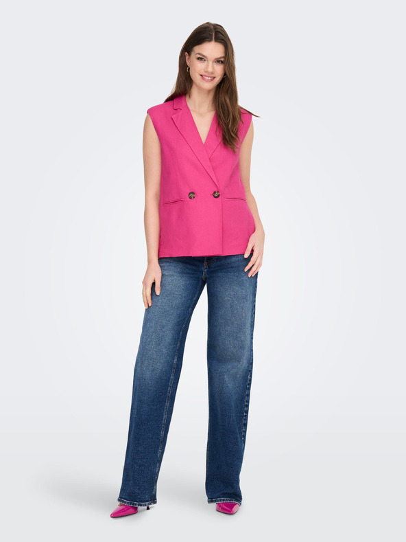 ONLY Temno roza ženski laneni telovnik ONLY Caro