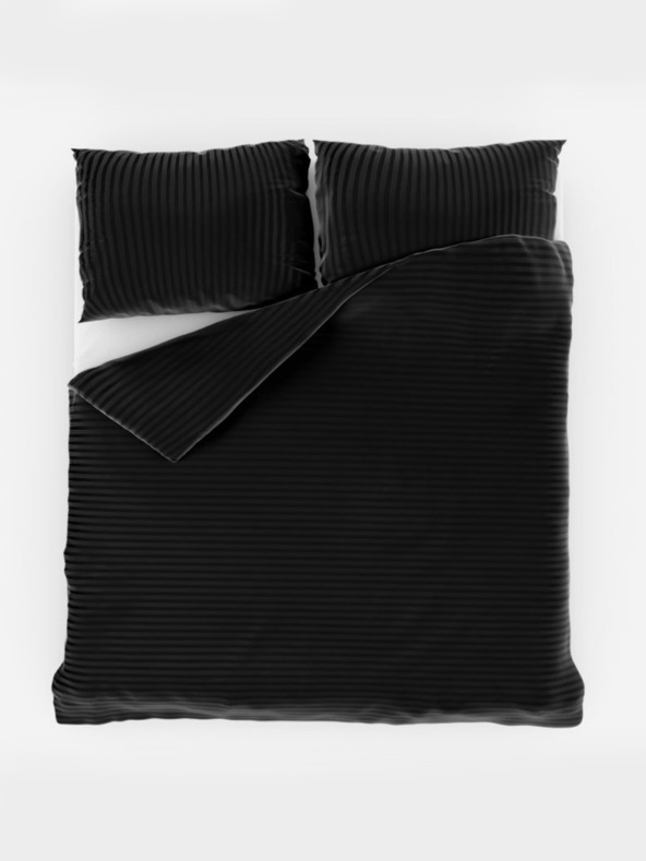 Kvalitex Francosko satenasto posteljno perilo s črto 1+2, 200x200, 70x90cm Črna