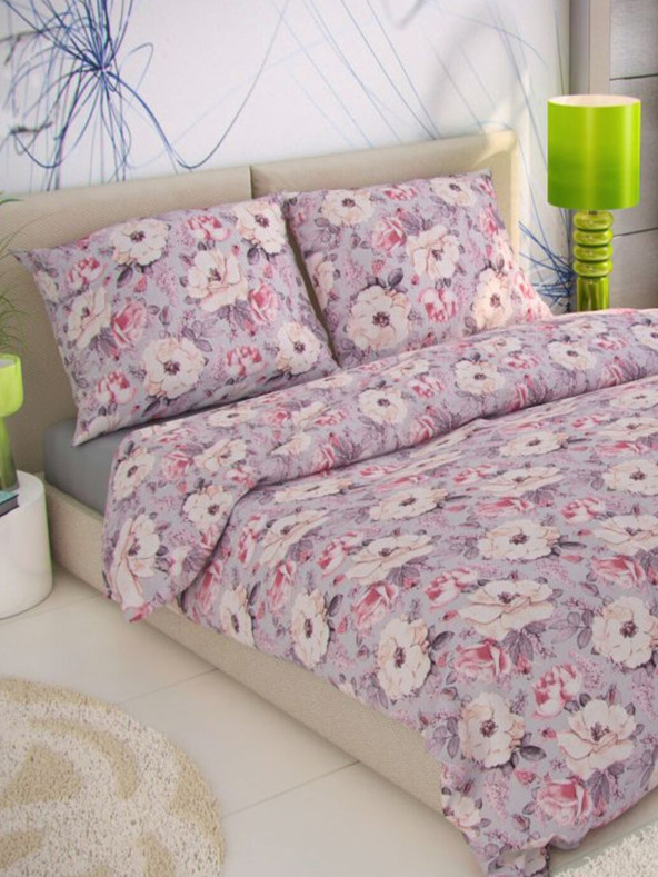 Kvalitex Francosko podaljšano krepa posteljno perilo 240x220, 70x90cm Ester sivo Kvalitex