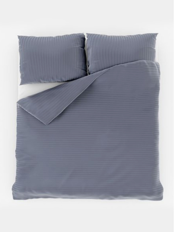 Kvalitex Saténové posteľné obliečky so vzorom prúžkov 140x200, 70x90cm tmavosivé Kvalitex
