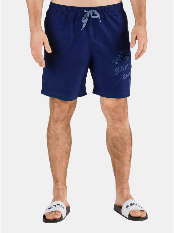 Sam 73 Modre moške kratke kopalne hlače s potiskom SAM 73