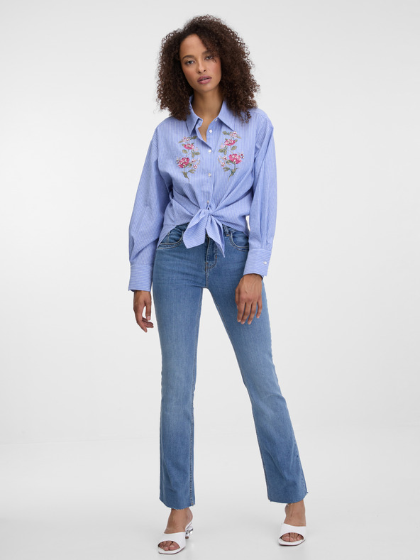 Orsay Svetlo modra ženska srajca z vezenino ORSAY