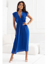 numoco Midi obleke YANA s plisiranimi volani in izrezom - kornjetkasto modre