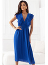 numoco Midi obleke YANA s plisiranimi volani in izrezom - kornjetkasto modre