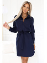 numoco Srajčne obleke CAMILLE z žepi in zavezovanjem - temno modre