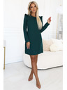 numoco Elegantne obleke NELL z volani na ramenih - steklenozelene