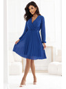 numoco Elegantne gube obleke ISABELLE z izrezom in dolgimi rokavi - kornjetkasto modre