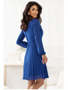 numoco Elegantne gube obleke ISABELLE z izrezom in dolgimi rokavi - kornjetkasto modre
