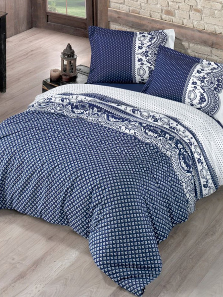 Kvalitex Francosko bombažno posteljno perilo Standard Canzone blue 240x220, 70x90cm Kvalitex