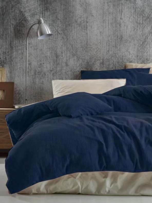 Kvalitex Podaljšano muslinasto posteljno perilo 140x220, 70x90cm temno modro Kvalitex