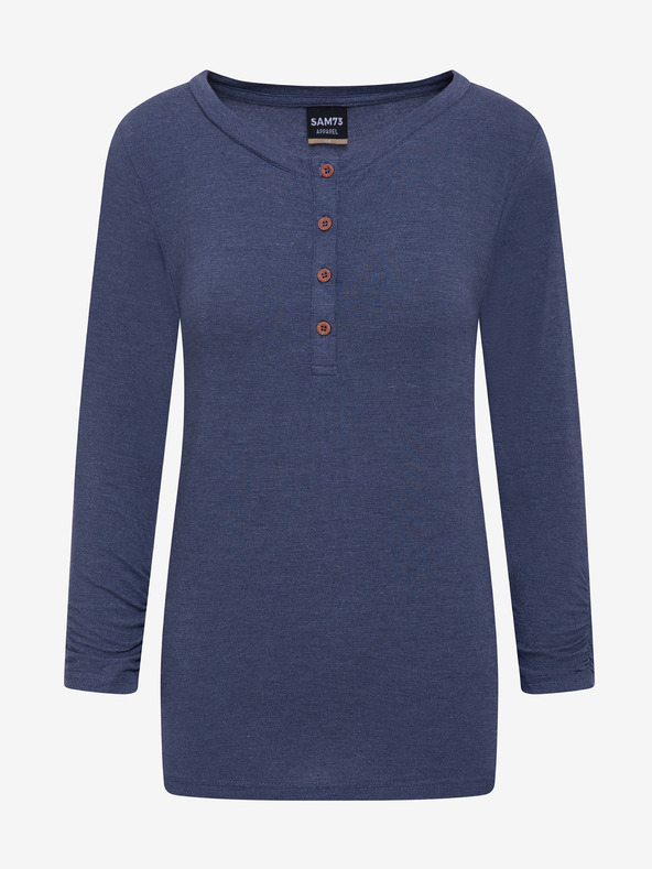 Sam 73 Temno modra ženska majica s tiskom SAM 73