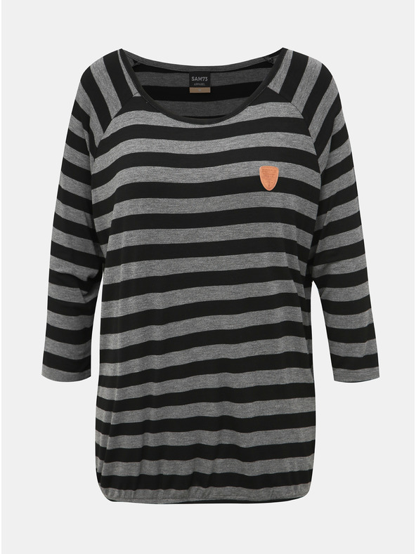 Sam 73 Črno-sivo prugasto žensko majico SAM 73