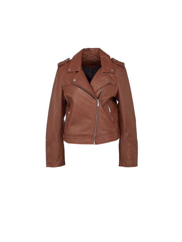 CAMAIEU Rjava ženska usnjena jakna