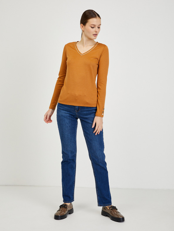 Orsay Rjava ženska majica z dolgimi rokavi ORSAY