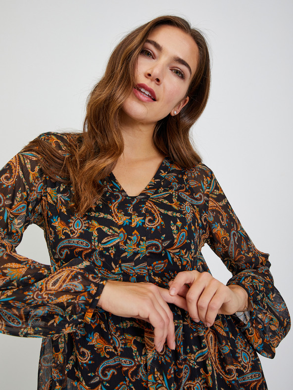 Orsay Rjavo-črna ženska vzorčasta bluza ORSAY