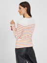 Orsay Oranžno-bela ženska črtasta majica ORSAY