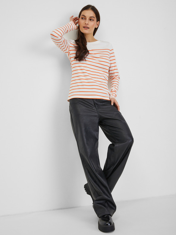 Orsay Oranžno-bela ženska črtasta majica ORSAY