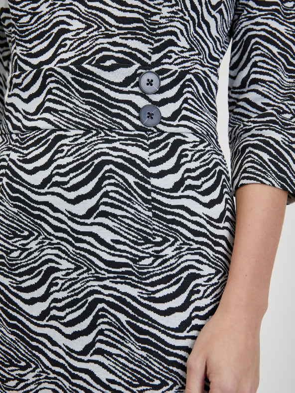 Orsay Črno-bela ženska vzorčasta obleka ORSAY