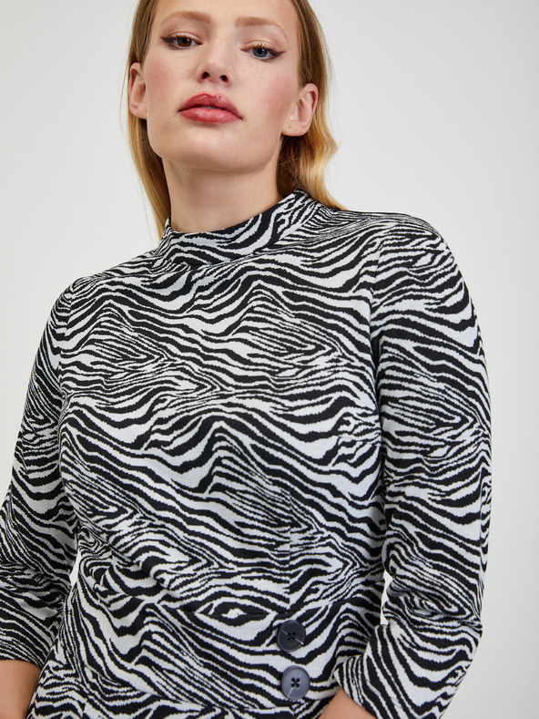 Orsay Črno-bela ženska vzorčasta obleka ORSAY