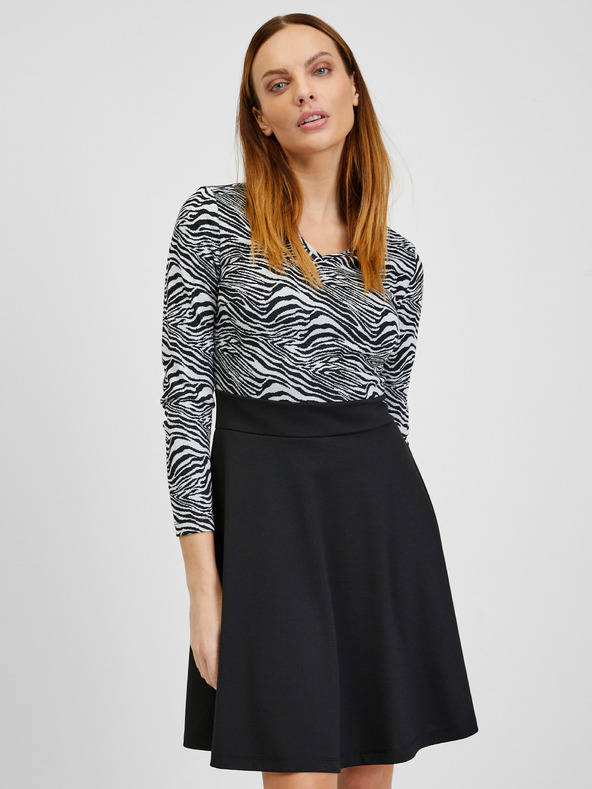 Orsay Belo-črna ženska vzorčasta obleka ORSAY