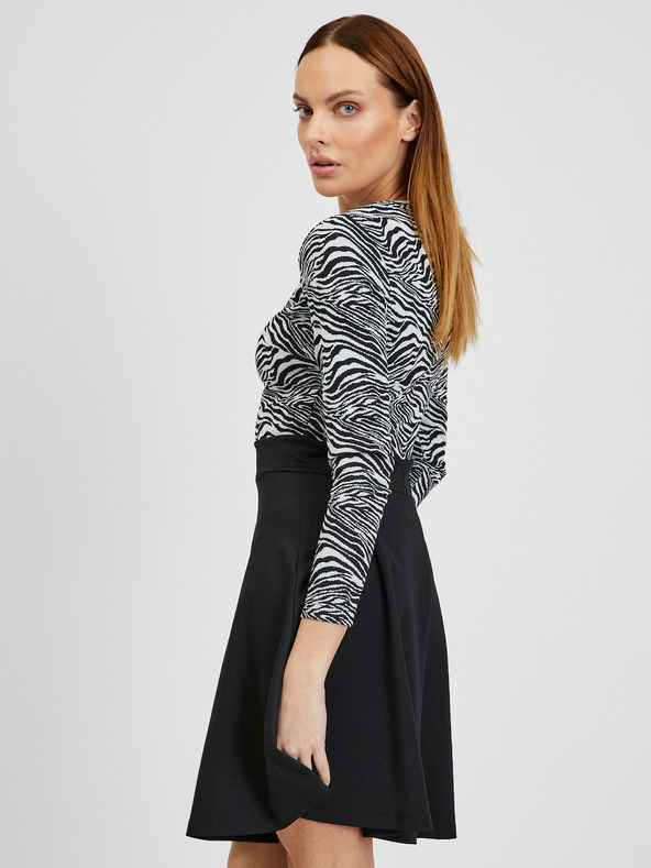 Orsay Belo-črna ženska vzorčasta obleka ORSAY