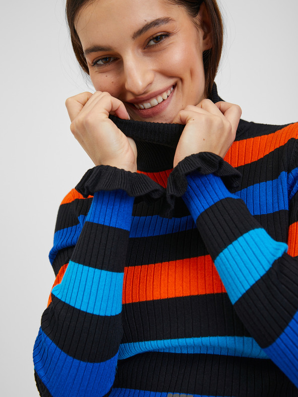 Orsay Oranžno-moder ženski črtast pulover ORSAY