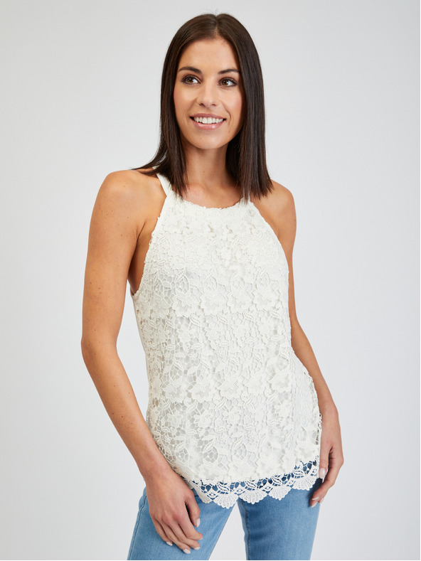 Orsay Bela ženska čipkasta majica brez rokavov ORSAY