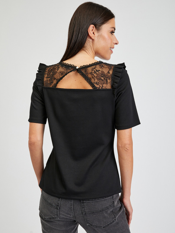 Orsay Črna ženska majica z razporkom na hrbtu ORSAY