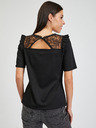 Orsay Črna ženska majica z razporkom na hrbtu ORSAY
