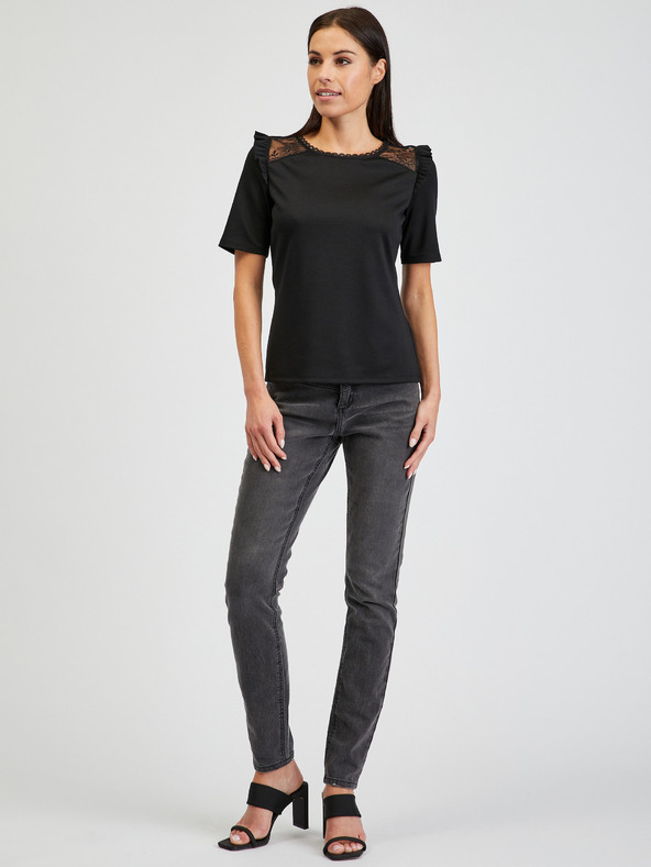 Orsay Črna ženska majica z razporkom na hrbtu ORSAY