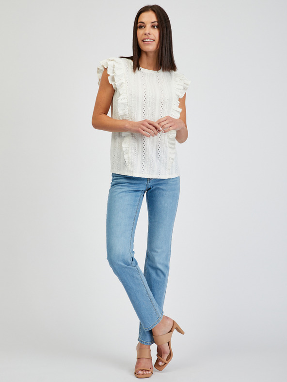 Orsay Bela ženska majica z volančki ORSAY