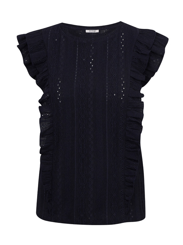 Orsay Temno modra ženska majica z volančkom ORSAY