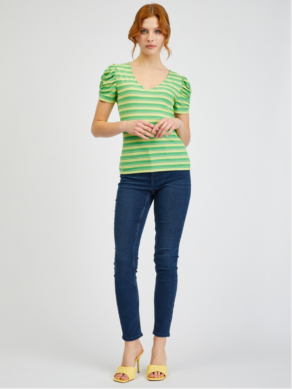 Orsay Rumeno-zelena ženska črtasta majica ORSAY