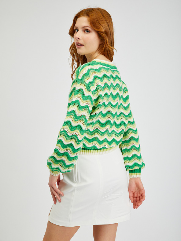 Orsay Rumeno-zelen ženski črtast pulover ORSAY