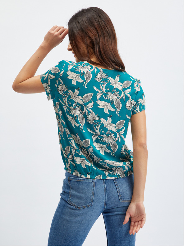 Orsay Petrolejsko zelena ženska cvetlična bluza ORSAY