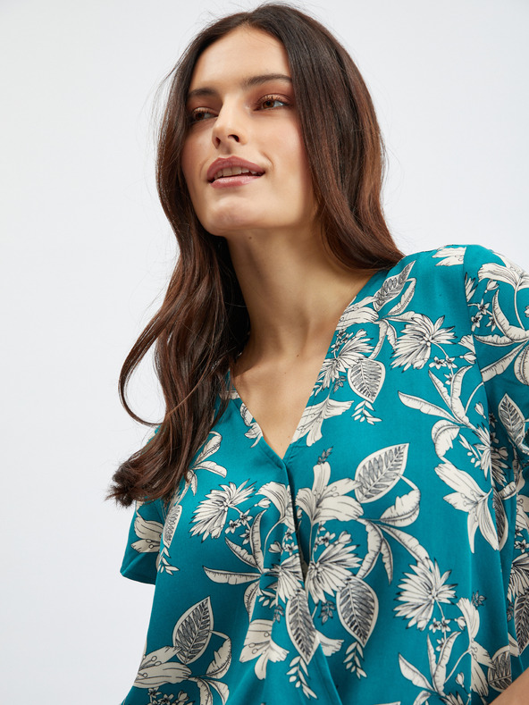 Orsay Petrolejsko zelena ženska cvetlična bluza ORSAY