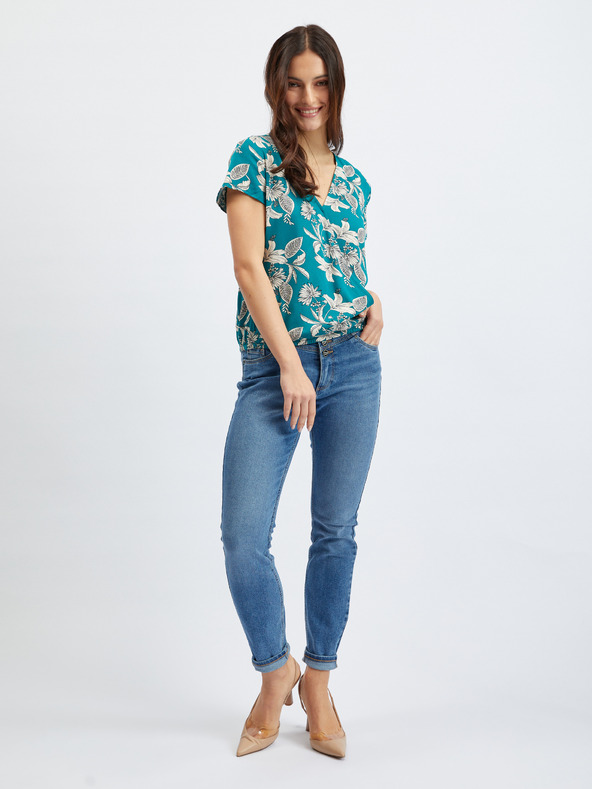 Orsay Petrolejsko zelena ženska cvetlična bluza ORSAY