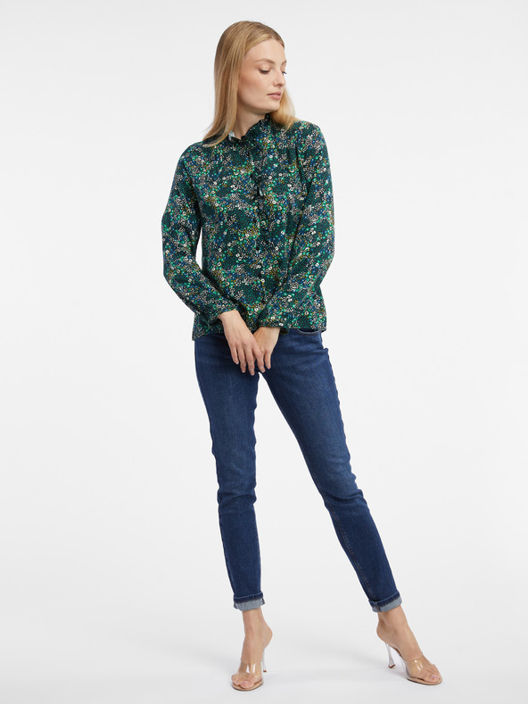 Orsay Temno zelena ženska cvetlična bluza ORSAY