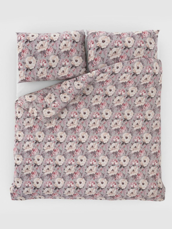 Kvalitex Francosko podaljšano krepa posteljno perilo 240x220, 70x90cm Ester sivo Kvalitex