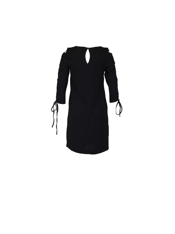 CAMAIEU Črne obleke s čipkastimi rokavi