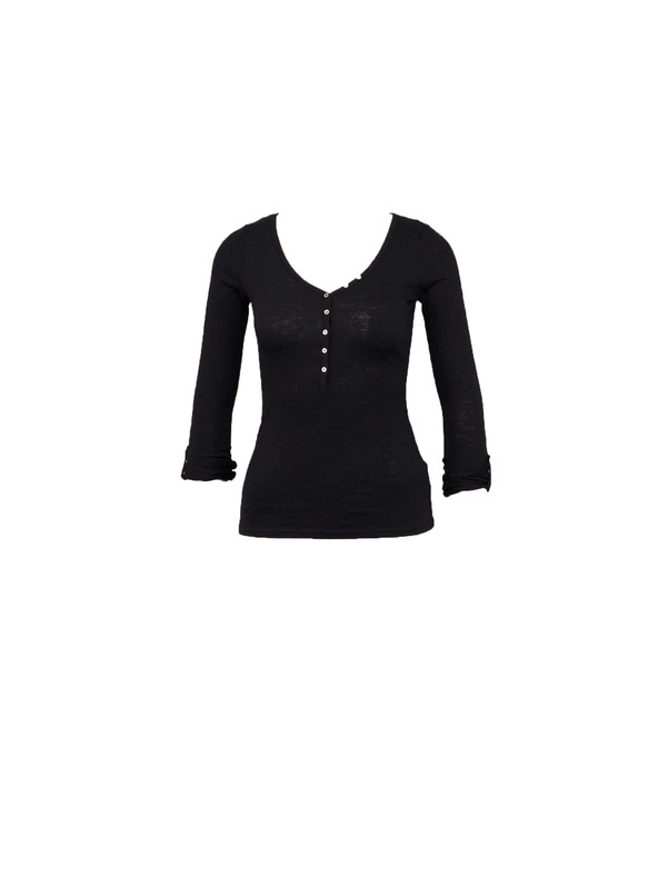 CAMAIEU Črna majica z gumbi CAMAIEU